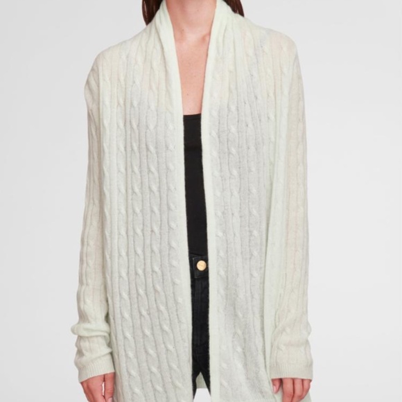 White + Warren Cashmere Cable Cardigan - Cream - Picture 1 of 5